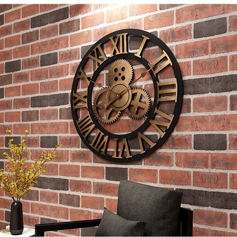 Industrial Gear Wall Clock Decorative Wall Clock Industrial Style Wall Clock (Silver Shipment without Battery) - Senseandtrendz